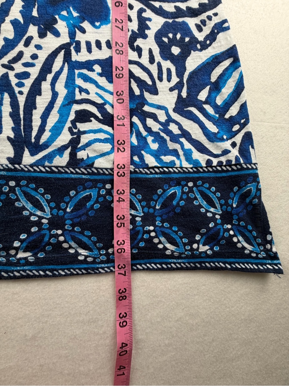 Lucky Brand Blue Tropical Print Knit Mini Dress Boho Shift - Picture 6 of 7